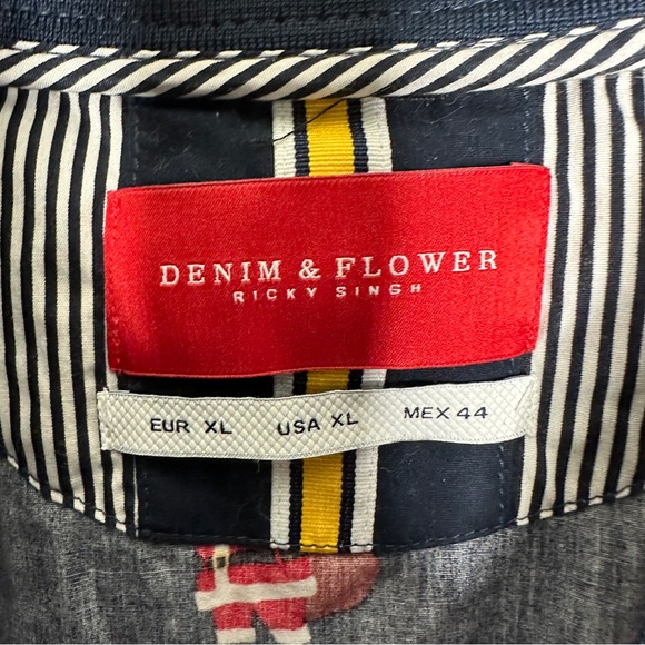 Denim & Flower Navy Full Zip  Jacket with Santa Print - Picture 3 of 4